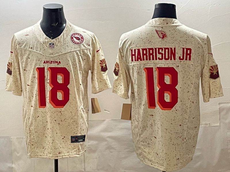 Men 2025 Arizona Cardinals #18 Harrison jr Cream 5th generation Throwback Nike Limited NFL Jersey style 032